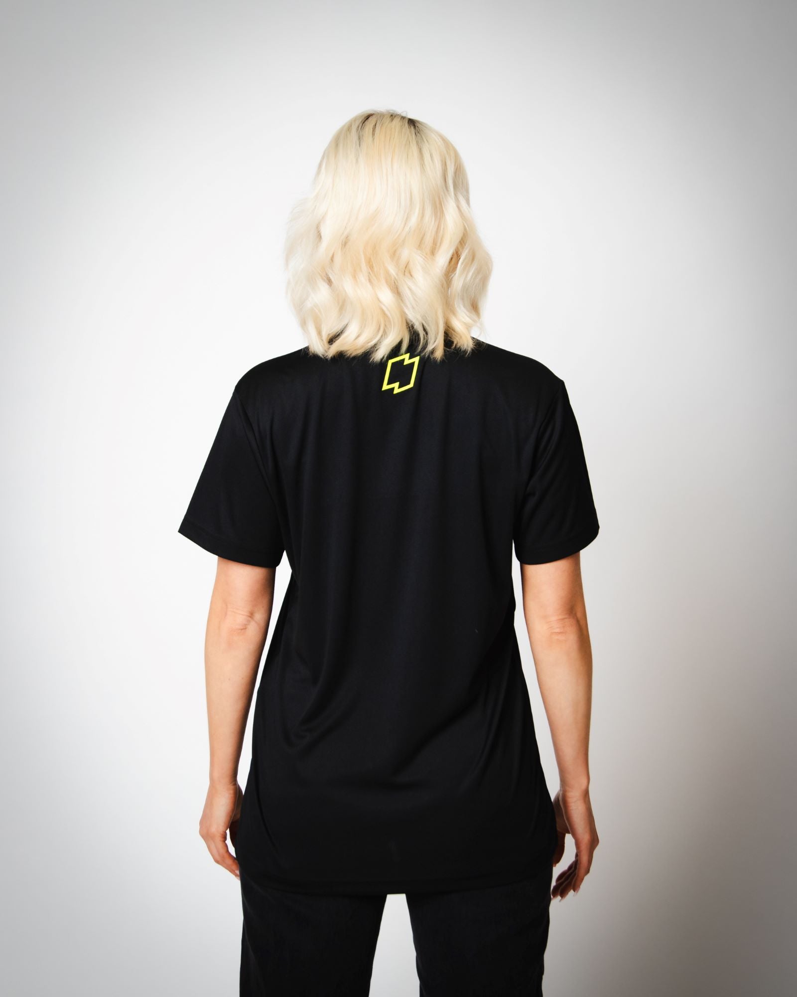 OFFSET SPort Black T Shirt - rear view with yellow logo