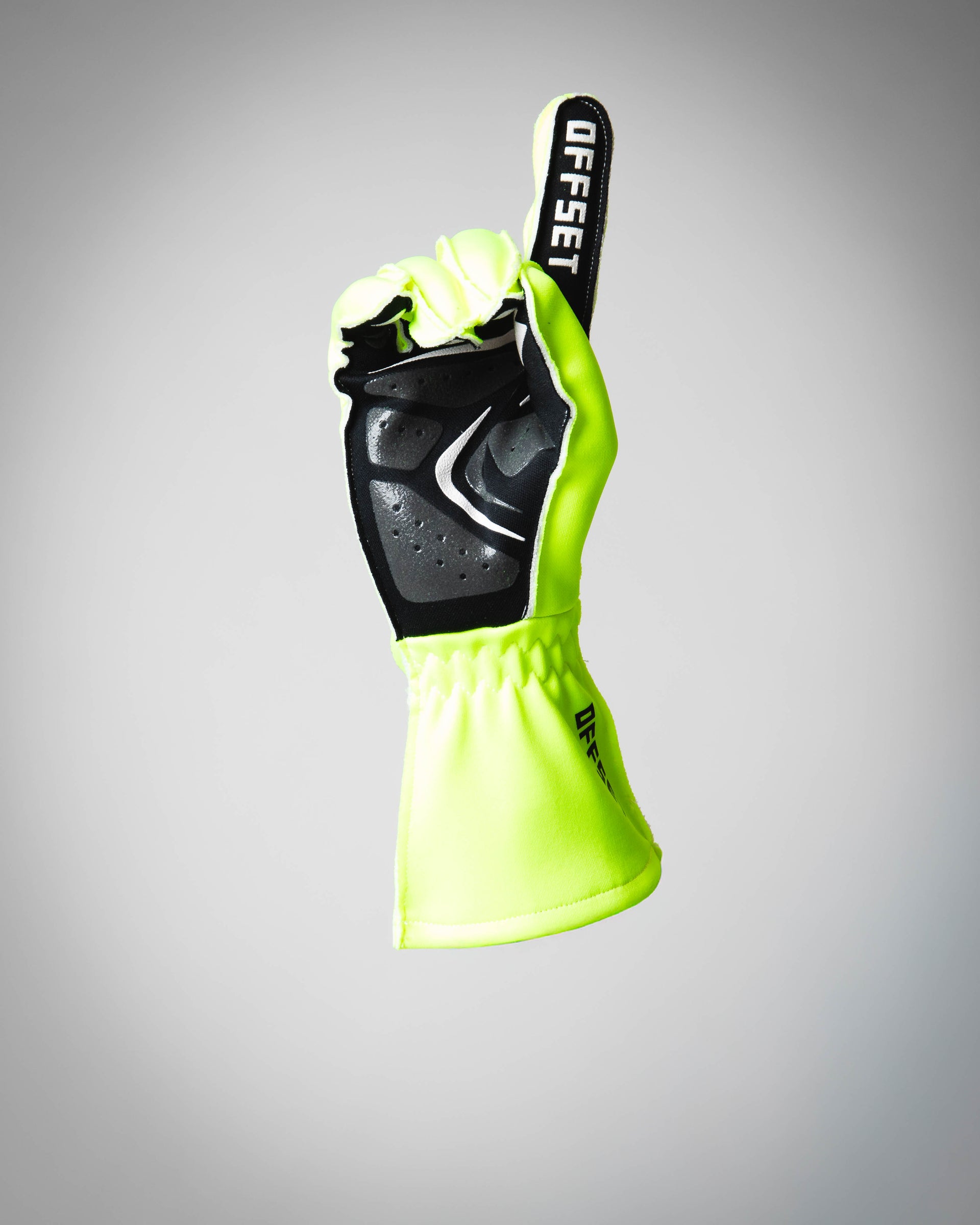 OFFSET Sport Fluro Yellow Race Glove - Shows branding